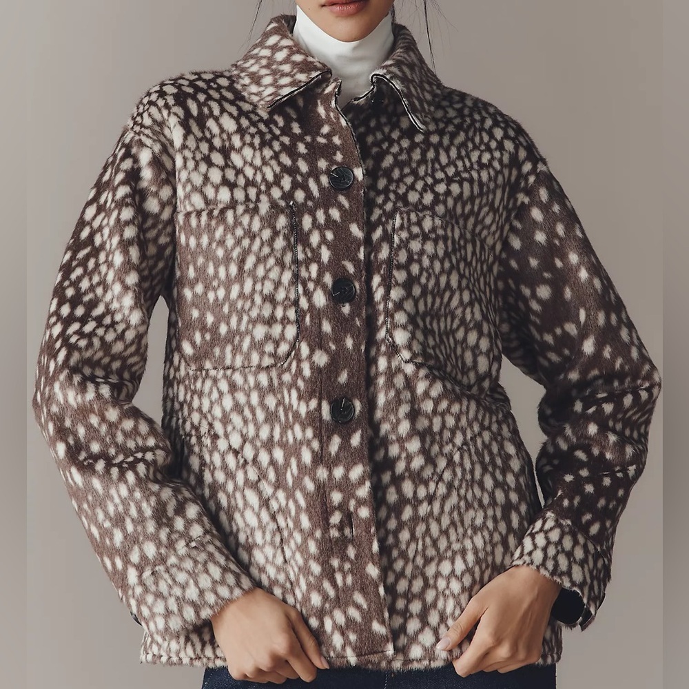 Avec Les Filles Faux Fur Shacket Deer Size L